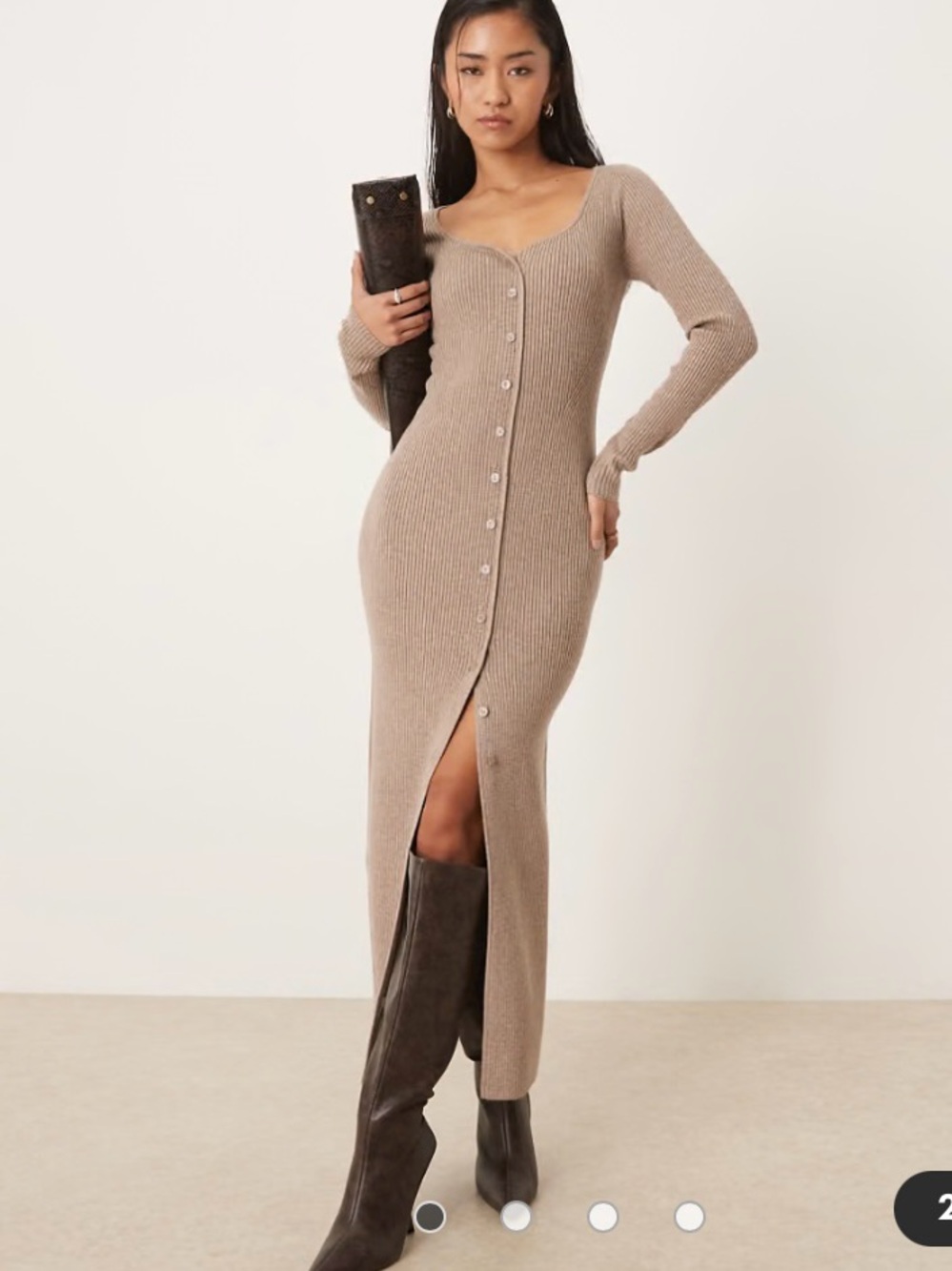 Abercrombie & Fitch Merino Wool Blend Fitted Ribbed Sweater Maxi Dress New